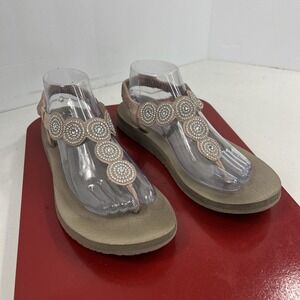 Sketchers size‎ 10 Yoga Foam Sketchers Flip Flops Sandals Rhinestones Boho Beach